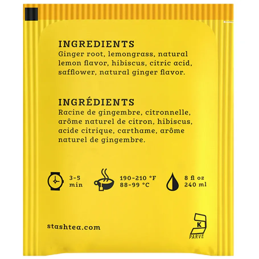 Stash Tea Tea Bags>Lemon Ginger Vitality Herbal Tea