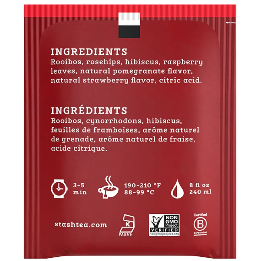 Stash Tea Tea Bags>Strawberry Pomegranate Red Herbal Tea
